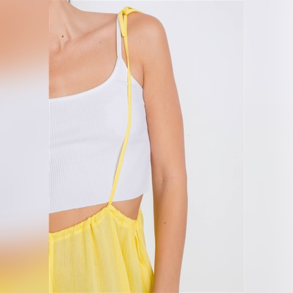 LOLA YELLOW OVERALL WIDELEG JUMPSUIT - Picture 4 of 4